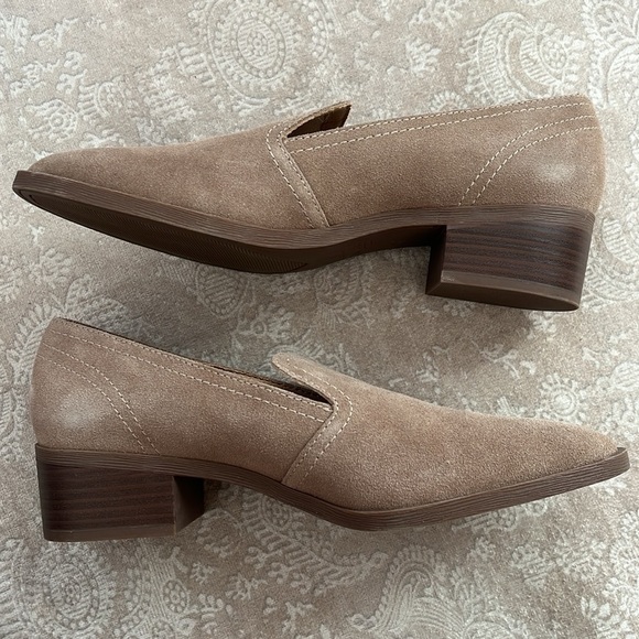 Brand New Crown Vintage Genuine Suede Slip On Round Toe Block Heeled Loafers - Picture 14 of 16